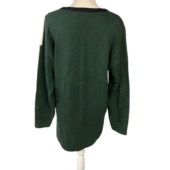 Richard Sport Halloween Ghost Cat Pumpkin Graphic Knit Velvet Applique Size M - Picture 4 of 10